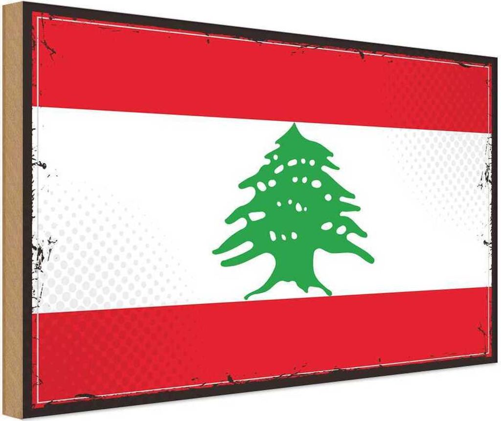 vianmo Holzschild 12x18 cm Libanon Lebanon Flagge Fahne Wappen