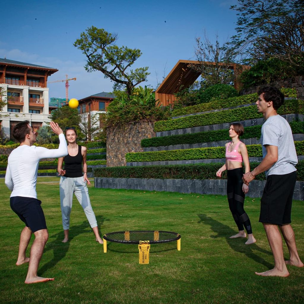 Spike-Spielset für Roundnet - Komplett mit 3 Bällen, Pumpe, Tragetasche und Spielregeln