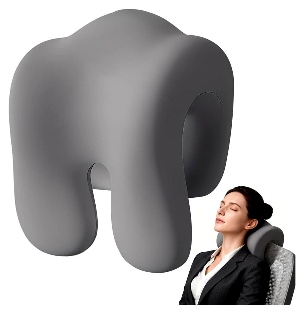 Kopfstütze für Bürostühle, Nackenstütze mit Memory-Effekt, Kopfstütze für Sofa und Couch, Nackenkissen für Drehstühle und Rollstühle (Grau)