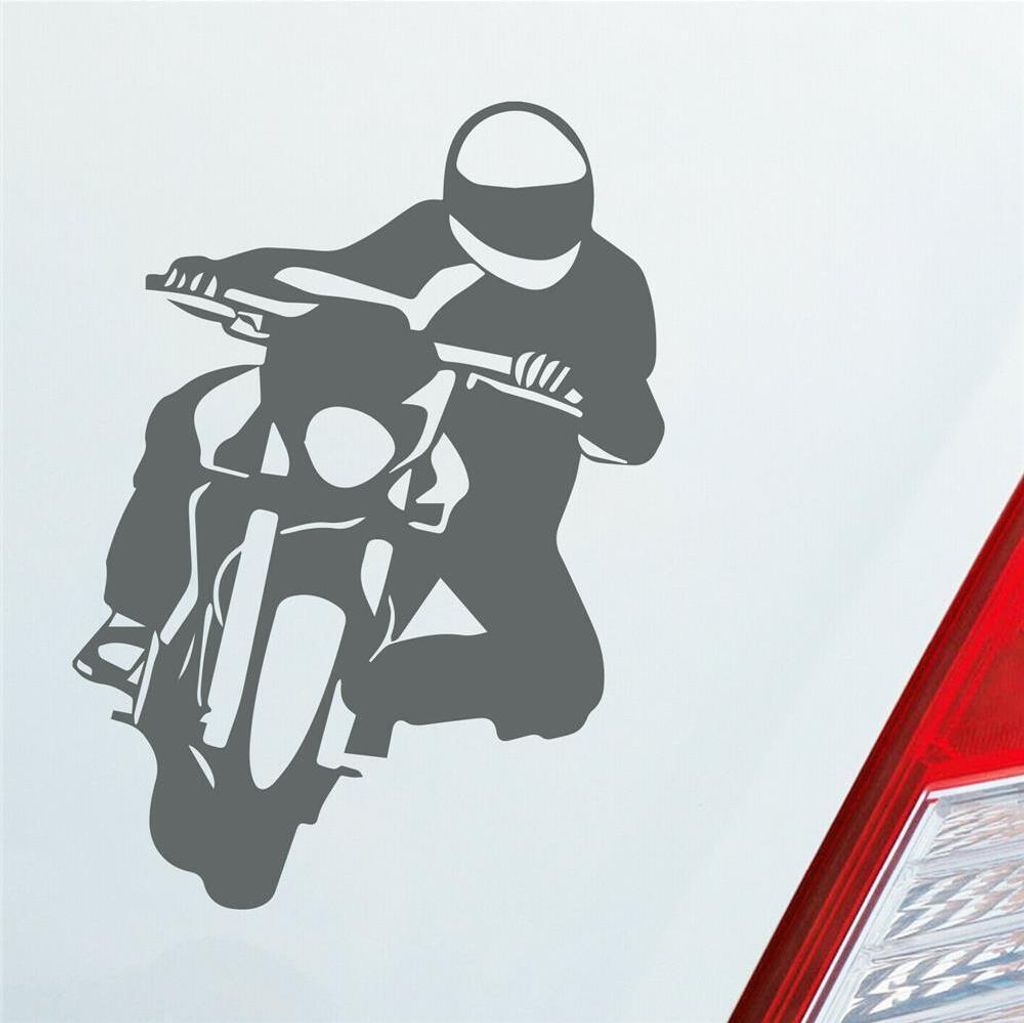Auto Aufkleber Motorrad Biker Mopped 12x9 cm Grau Sticker Heckscheibenaufkleber