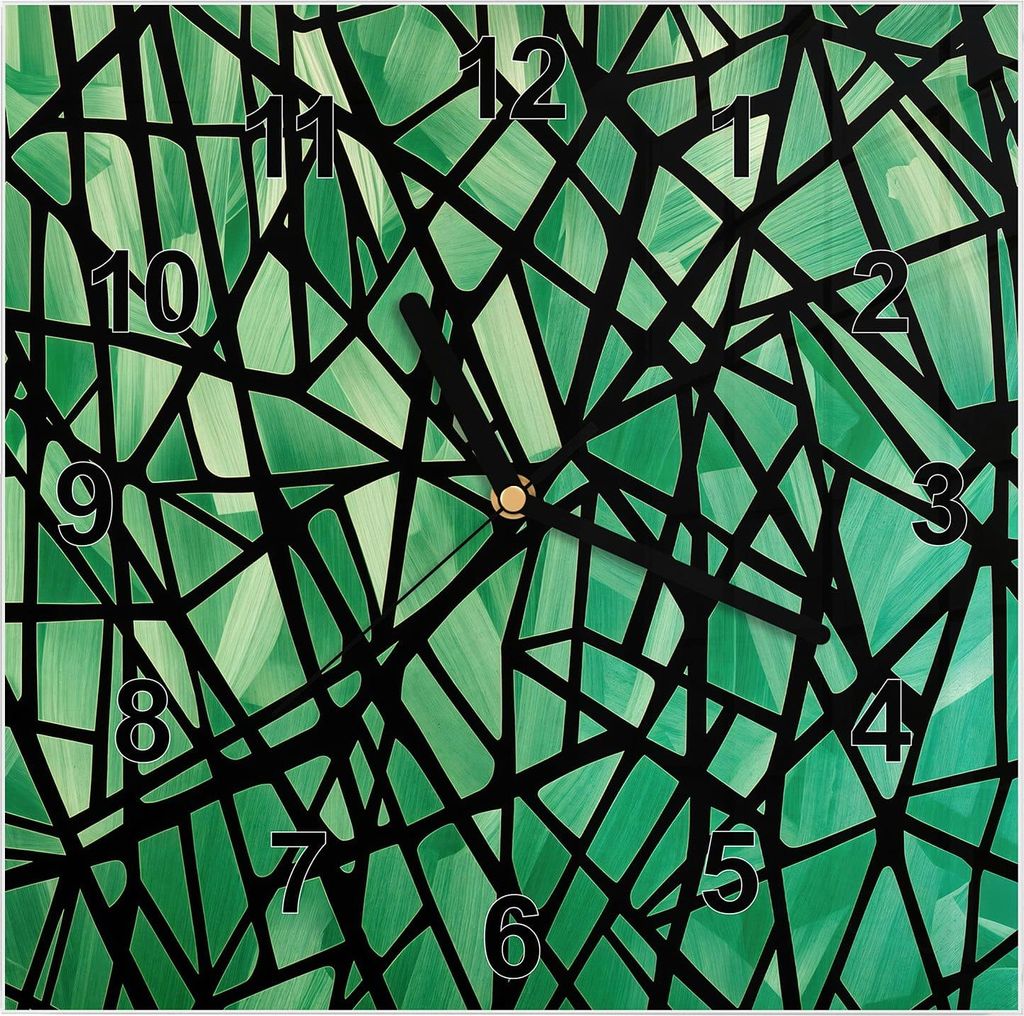 Wanduhr aus Glas mit Motiv Geometrisches Glasmuster- 30 x 30 cm - inkl. Aufhängesystem
