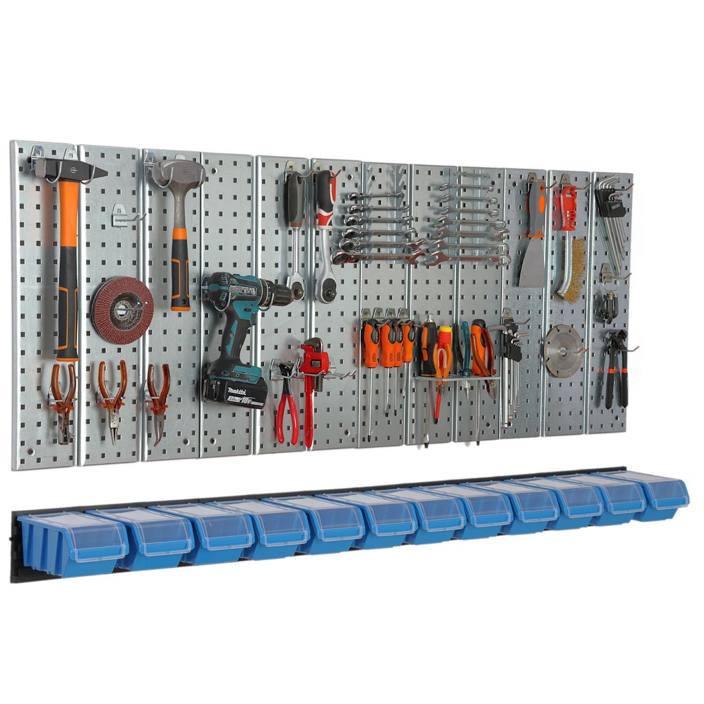 Werkzeugwand 156x72 cm Metall Lagersystem mit Produktbild 