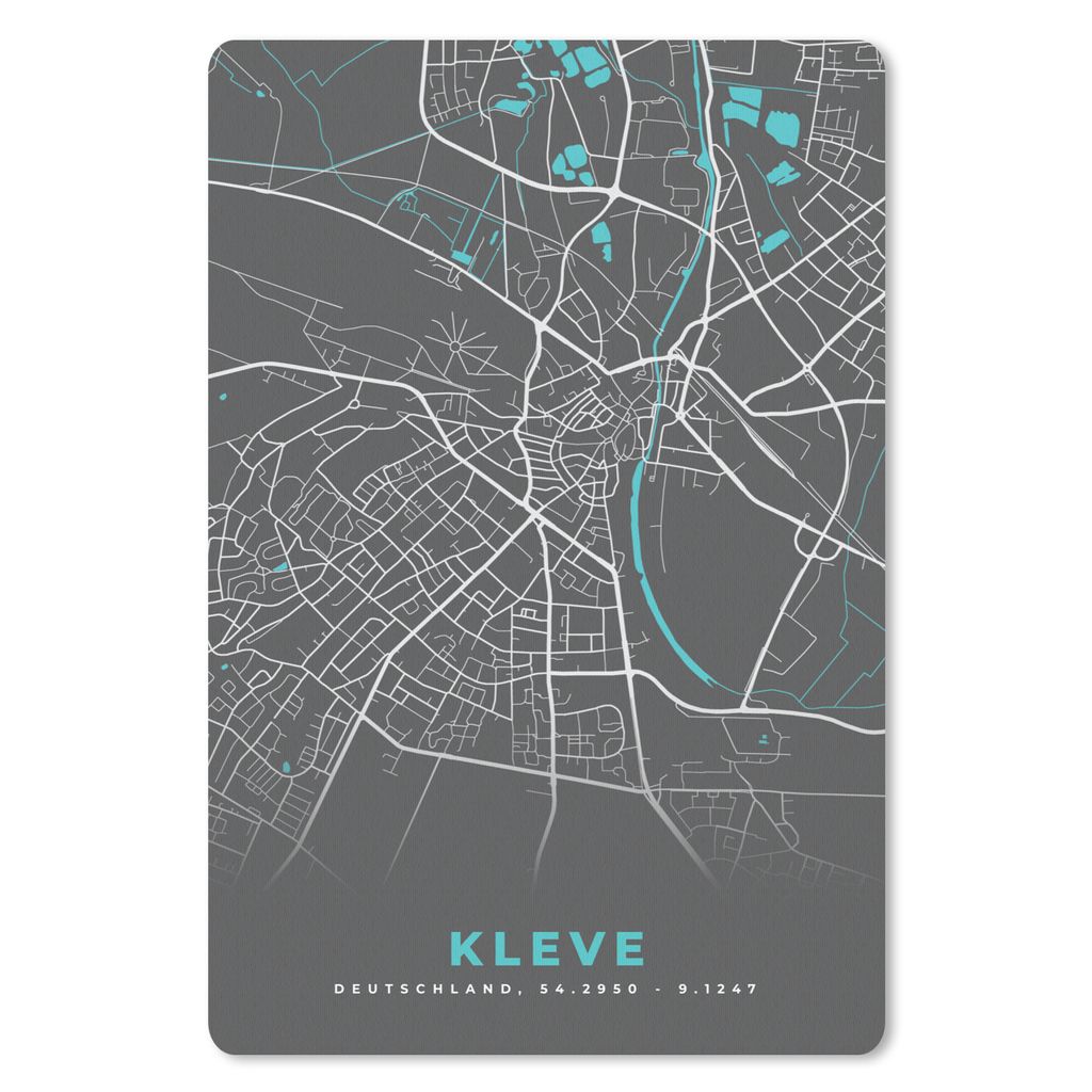 MuchoWow Mauspad Mousepad Deutschland - Blau - Kleve - Stadtplan - Karte 18x27 cm - Mousepads - Maus Mat - Pad - Mausunterlage