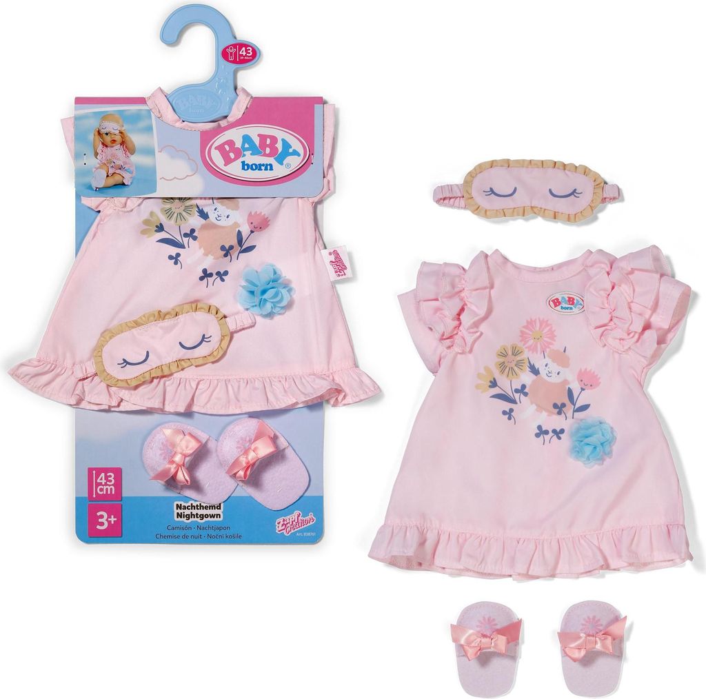 BABY born Nachthemd mit Schlafmaske und Pantoffeln für 43cm Puppen