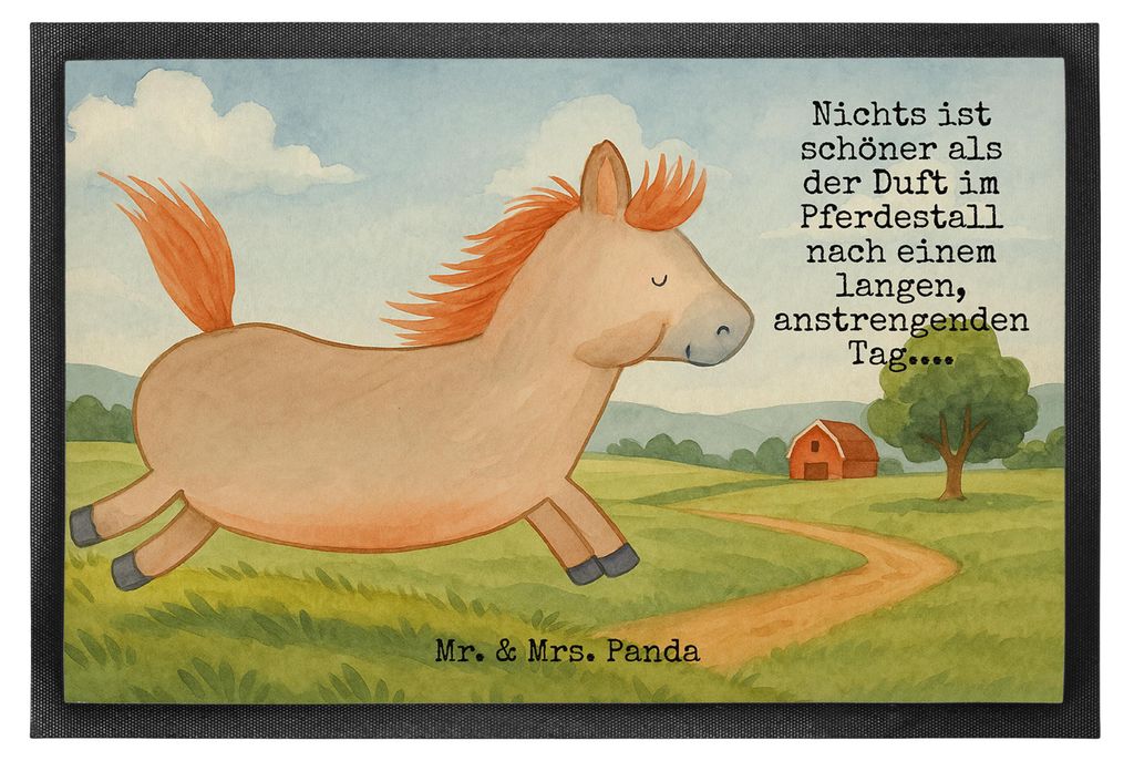 Mr. & Mrs. Panda fußmatte Pferd Springen Design 50 x 75 cm - Weiß - Geschenk, Stall, Bodenvorleger, abstreifer, flurmatte, Schmutzfangmatte, Baue...