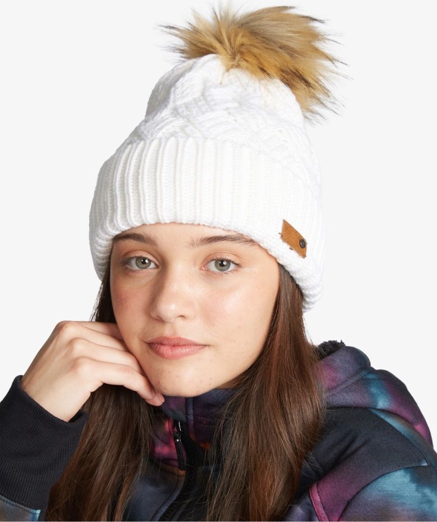 Roxy Beanie Ski Chic Bommel Mütze weiß