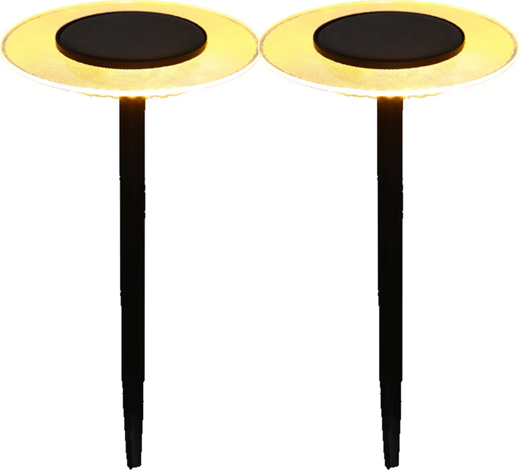 Lot de 2 balises solaires UFO LED blanc chaud H35cm pour jardin chic