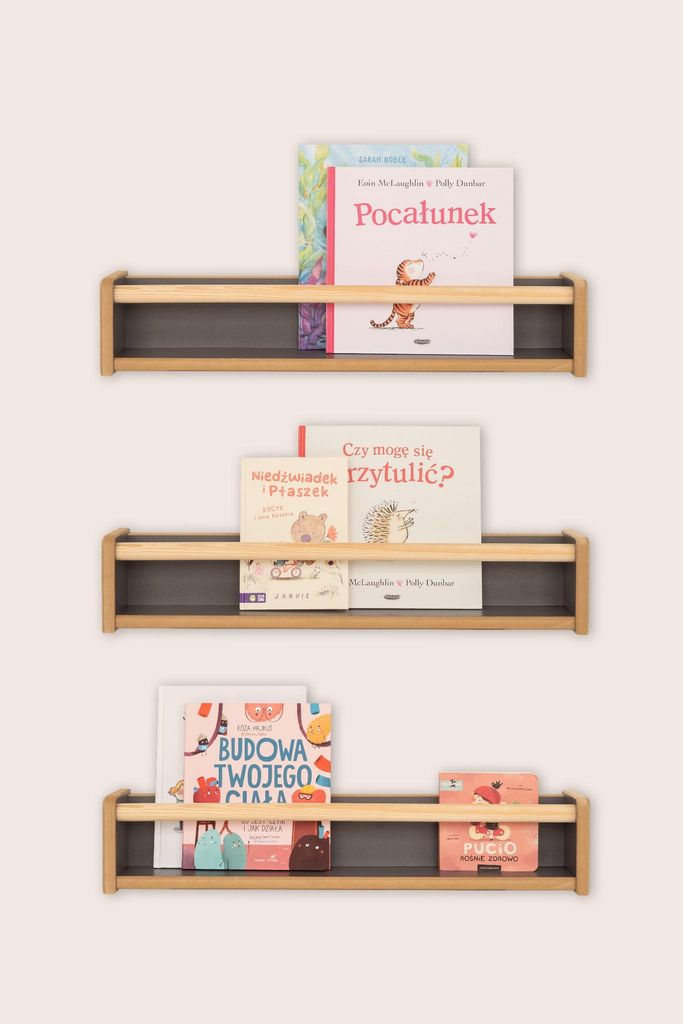 Das Regal-Set mit drei Regalen für Bücher - grau