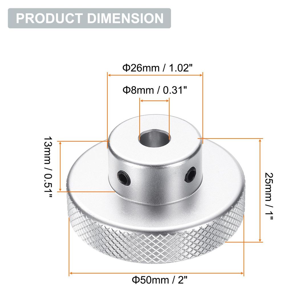 Aluminiumlegierung Handrad 50mm OD 8mm Bohrung Aluminium Fr?smaschine Griff Maschinenwerkzeug Handrad mit Schraubenschlš¹ssel und 2 Stš¹ck Schr...