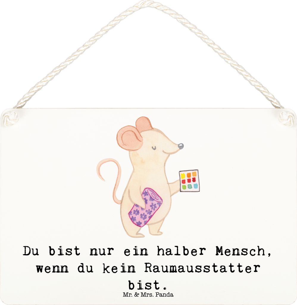 Mr. & Mrs. Panda Schild Raumausstatter Herz DIN A6 - Weiß - Produktbild 