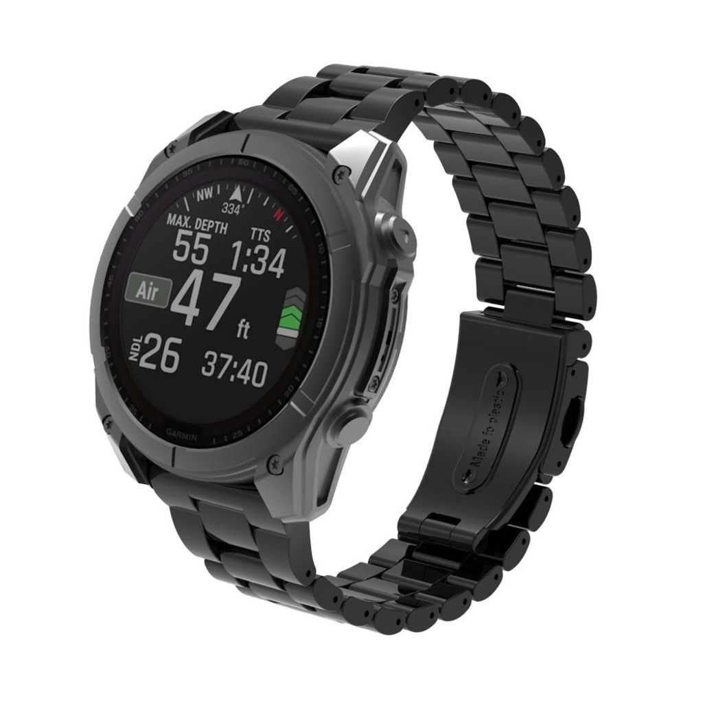 FFO2World TPU 3-Perlen-Armband Classic für Garmin Fenix 5X/6X/7X/8 (51 mm), Enduro 1–3, QuickFit 26 mm, Schwarz