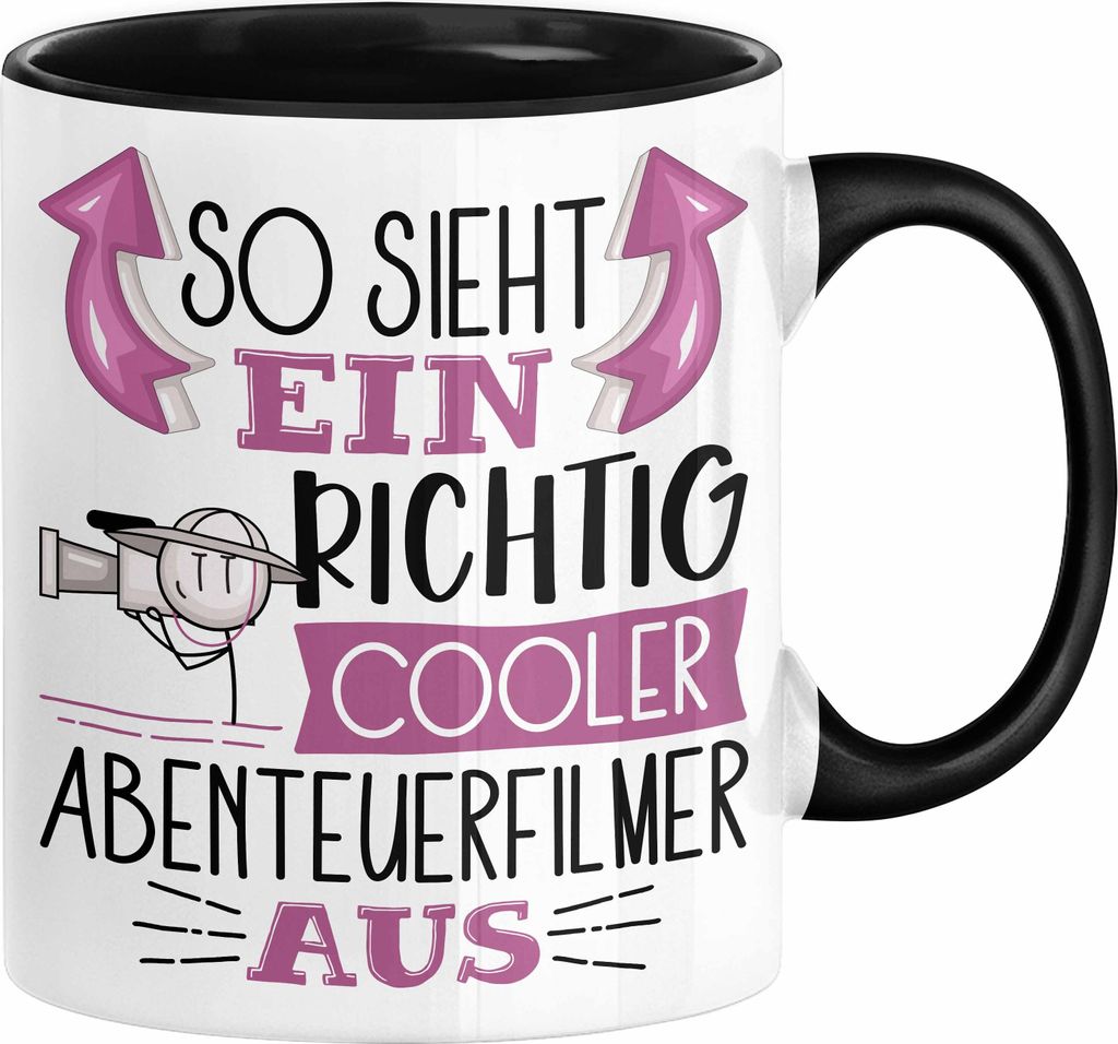 So Sieht Ein Richtig Cooler Abenteuerfilmer Aus Tasse Geschenk für Abenteuerfilmer Geburtstag Geschenkdiee (Schwarz)