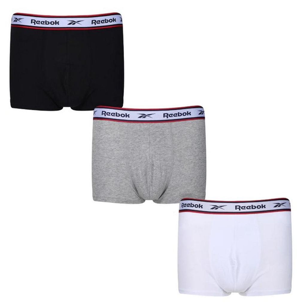 Reebok - "Barlow" Badehose für Herren (3er-Pack) LT4927 (XL) (Schwarz/Grau meliert/Weiß)