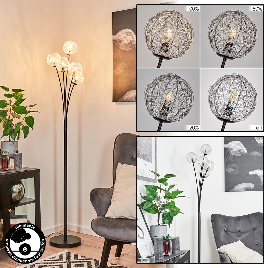 Lerici dimmbare Stehlampe aus Metall in Schwarz/Silberfarben