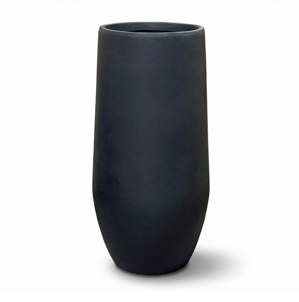 Provencelia Beton Pflanzkübel Zenith Schwarz Matt, Ø40 x H80 cm, frostbeständig, Outdoor, Terrasse, winterfest, Garten, modern