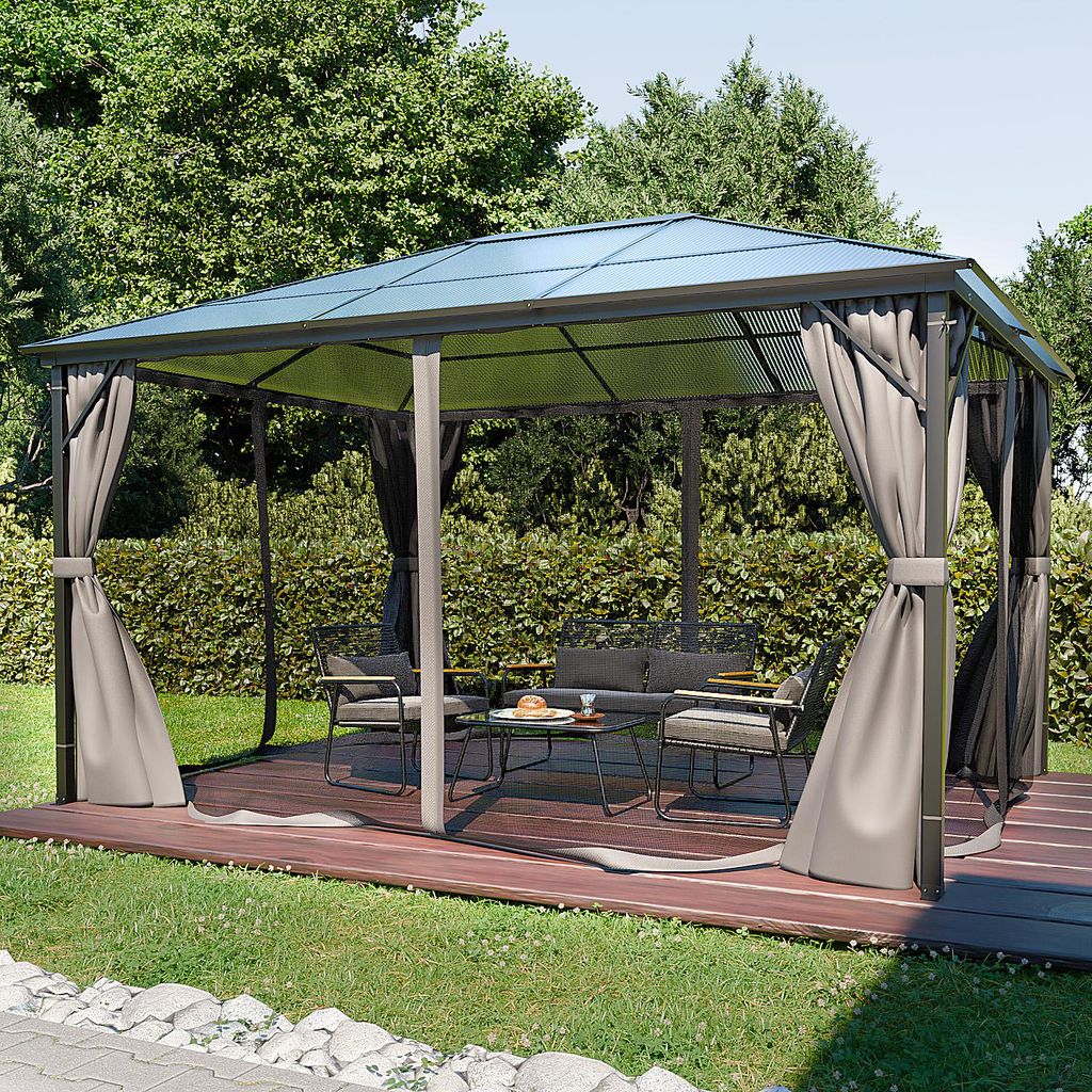 GARMIO® Pavillon 3x4m Garten Überdachung mit Polycarbonat - Produktbild 