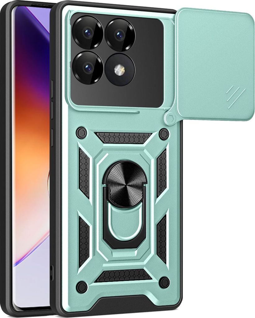 Hülle für Xiaomi Poco F6 Pro/Redmi K70 /K70 Pro Magnetische Ring Ständer Halter Dia Kameraschutz TPU Bumper Silikon Schutzhülle Grün