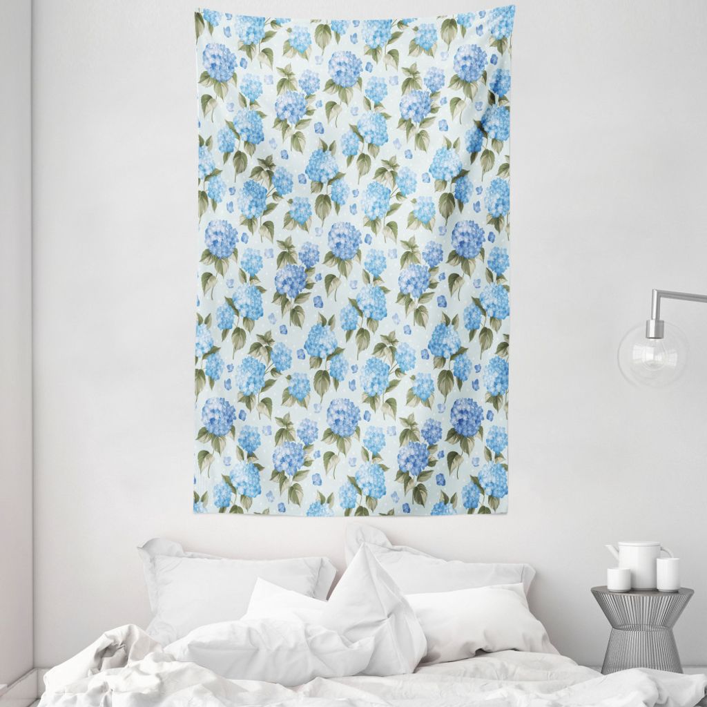 ABAKUHAUS Braut Wandteppich und Tagesdecke, Hydrangea-Blumen-Strudel aus Weiches Mikrofaser Stoff Waschbar ohne Verblassen Digitaldruck, 140 x 230 ...
