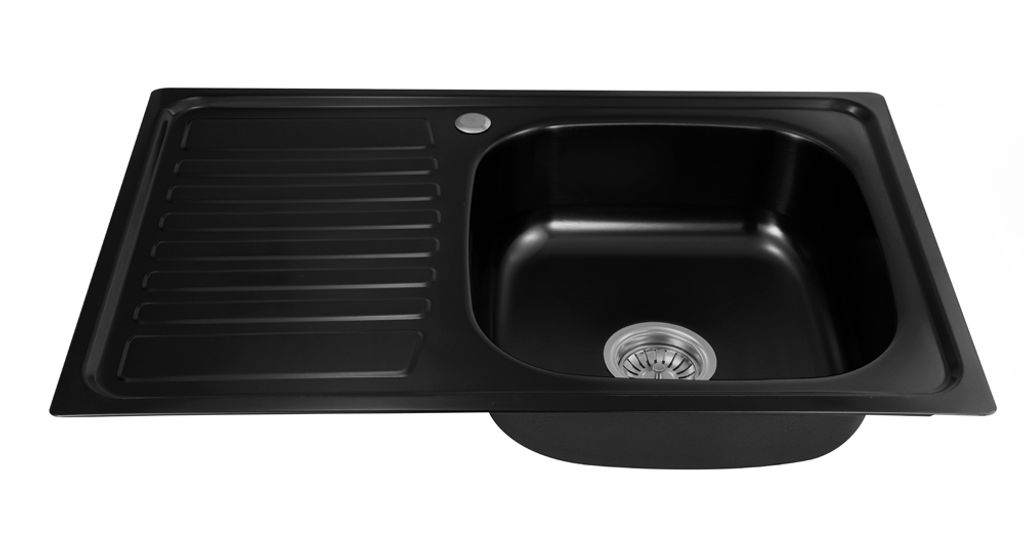 Preero-80x50x18, Küchenspüle schwarz Edelstahl 304, 0,8mm, Produktbild 