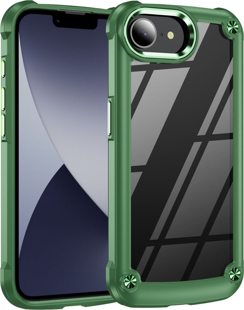 Hülle für iPhone 16e/iPhone 17e Hybrid Transparente PC Robust TPU Bumper Stoßfest Schutzhülle Grün