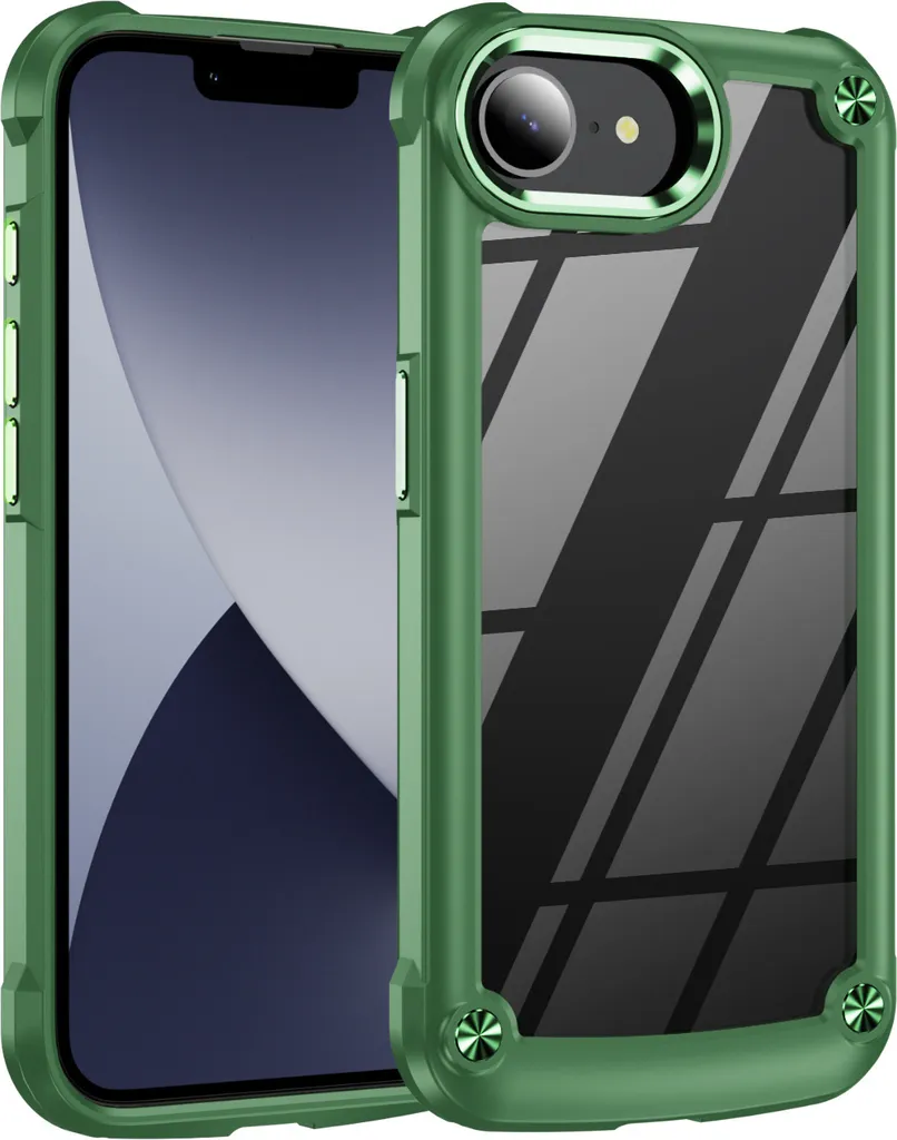 Custodia Robusta iPhone 16e Verde PC TPU - Protezione Trasparente
