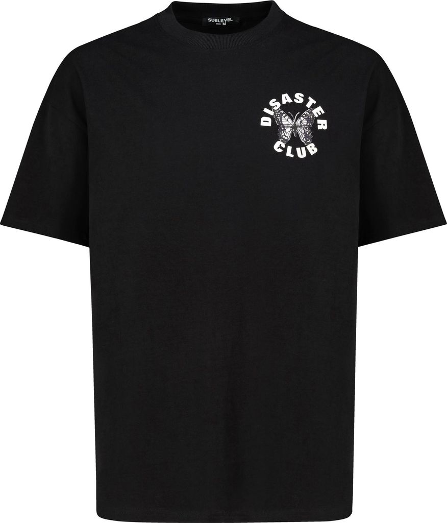 Sublevel Lockeres Printshirt mit Motiv auf Brust und Rücken für deinen Streetstyle Größe: M