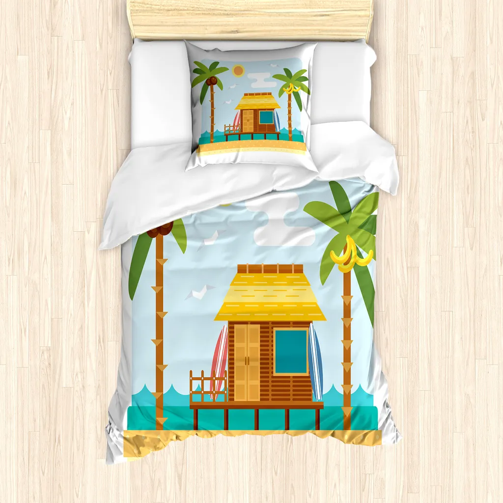 Ensemble de lit 135x200 cm thème surf pour une déco de chambre zen