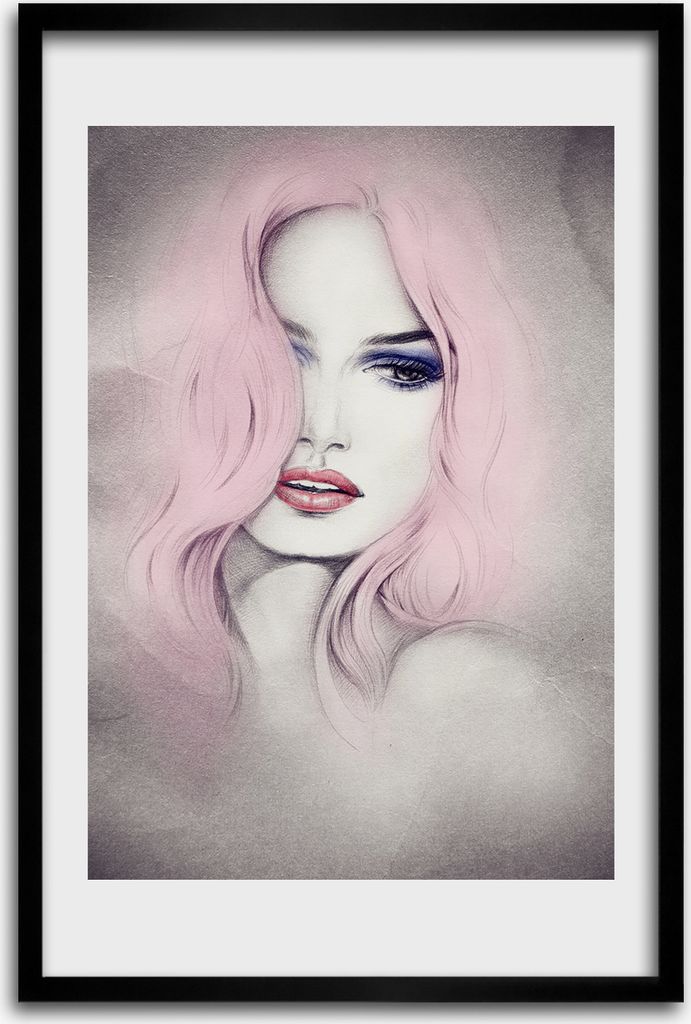 Bild - Bilderrahmen - 40 cm x 60 cm - MDF - Rahmen - Wandkunst - Abstraktion einer Frau