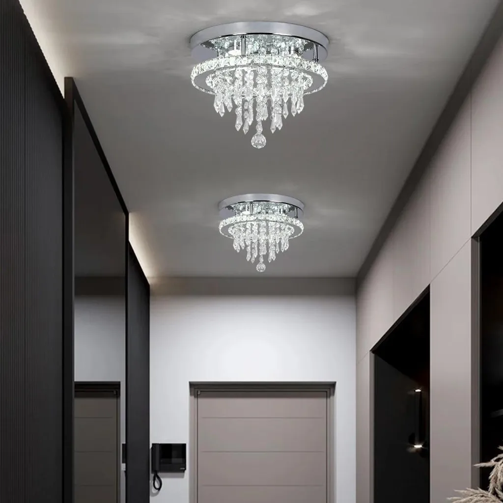 Plafonnier LED dimmable en cristal et chrome 29W avec télécommande - 2