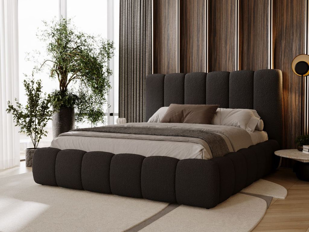 GrainGold Polsterbett Imperial 200x200 cm - Bett 200x200, Polsterbett mit Bettkasten und Lattenrost - Schwarz (Anthology 19)