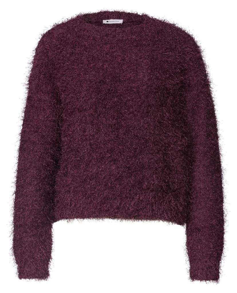 Street One rounded neck fringe sweater rustic rouge 36 Produktbild 