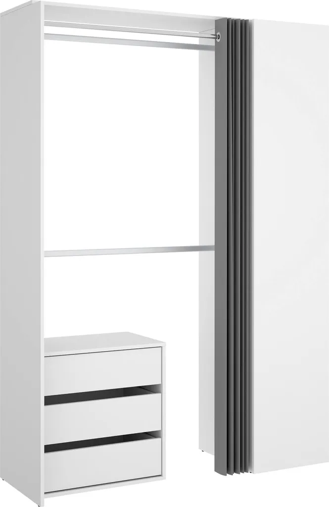 Armoire de Chambre Blanche Annuck 141 cm avec Penderie et Rangement