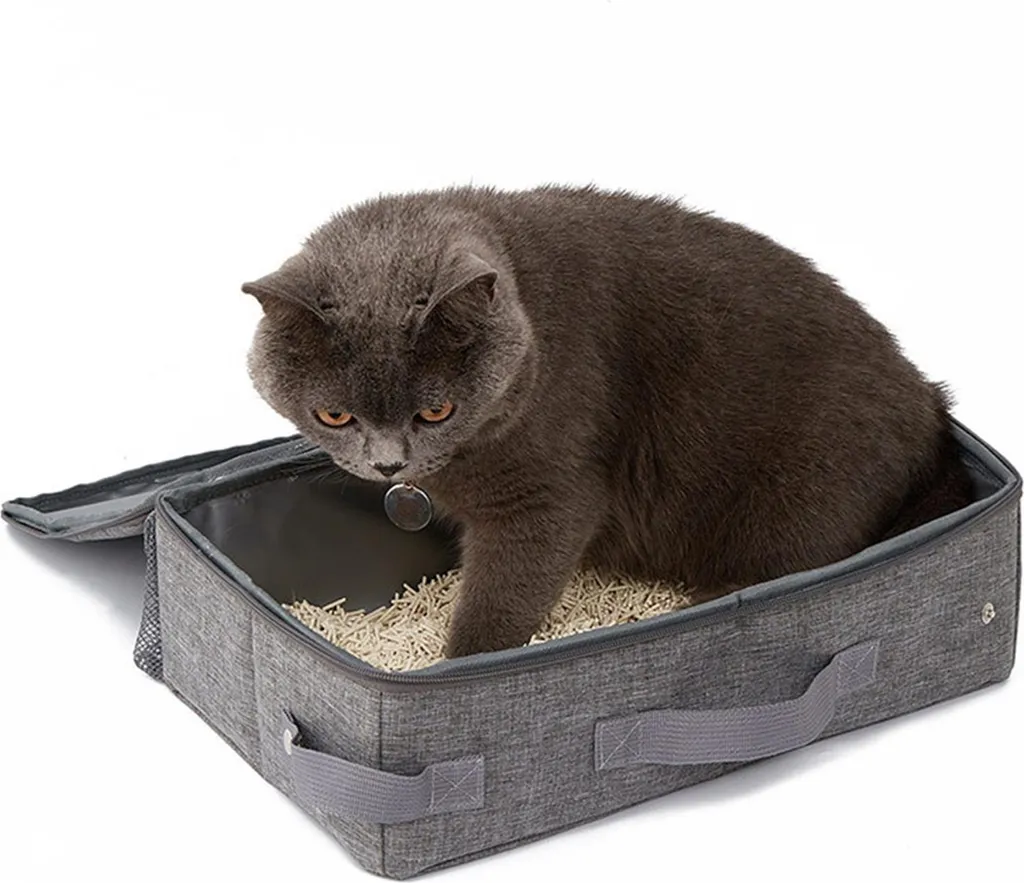 Litière chat pour voiture et camping-car - Bac de voyage pliable compact