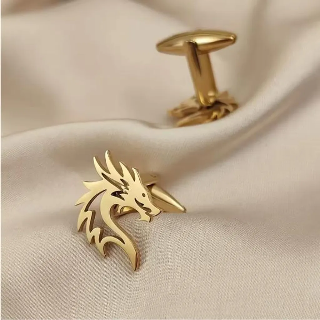 Boutons de manchette dragon or anti-ternissement pour look distingué