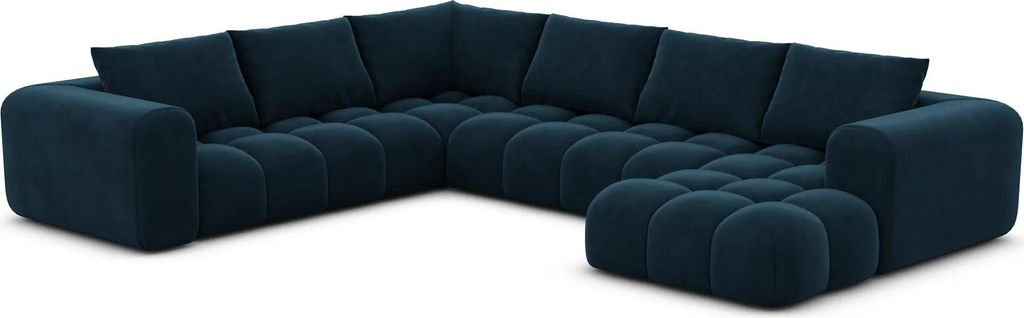 Samtstoff U-Form XXL Wohnlandschaft Lavera Mitternachtsblau Rechts