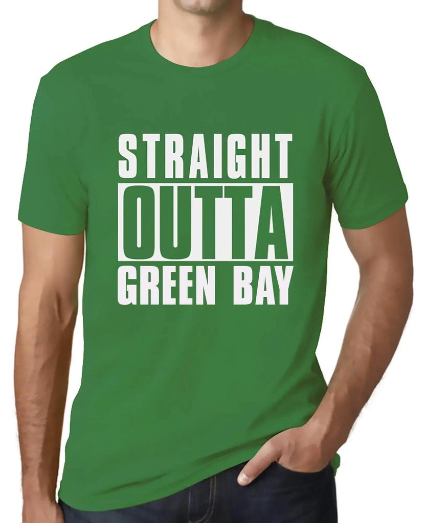 Herren Grafik T-Shirt Straight Outta Green Bay Öko-Verantwortlich Vintage Jahrgang Kurzarm Lustige Druck Geburtstag Geschenk Mann