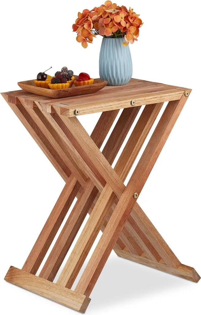 Table d'appoint pliable bois clair L40xH60cm - Modèle Compact Nomad X5