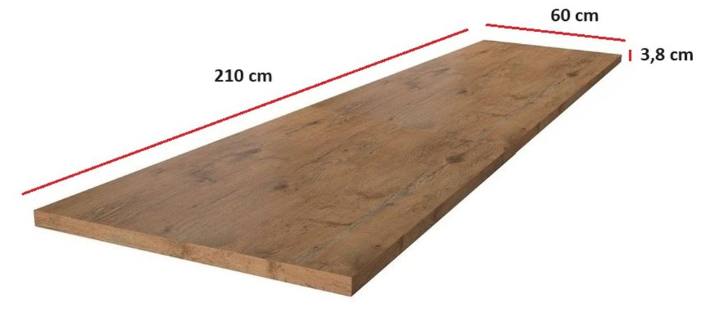 Arbeitsplatte 210 cm 38 mm Küchenzeile Küchenblock Eiche Produktbild 