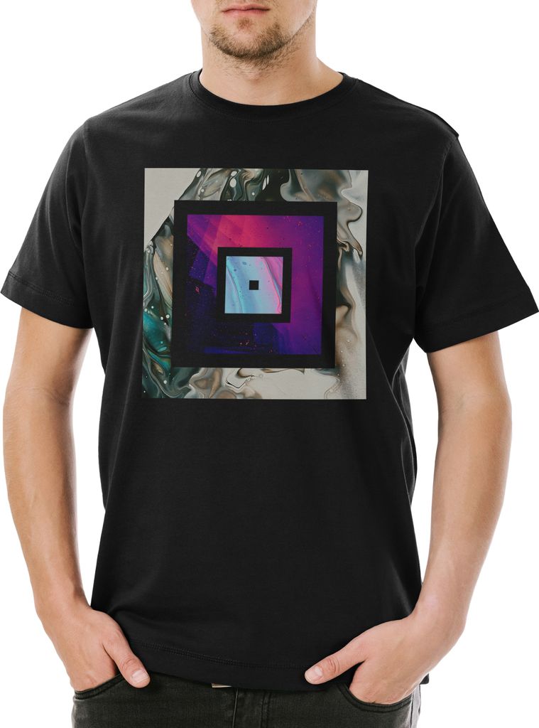 Urban Backwoods Abstract Squares, Herren T-Shirt, Farbe: Schwarz, Größe: 3XL