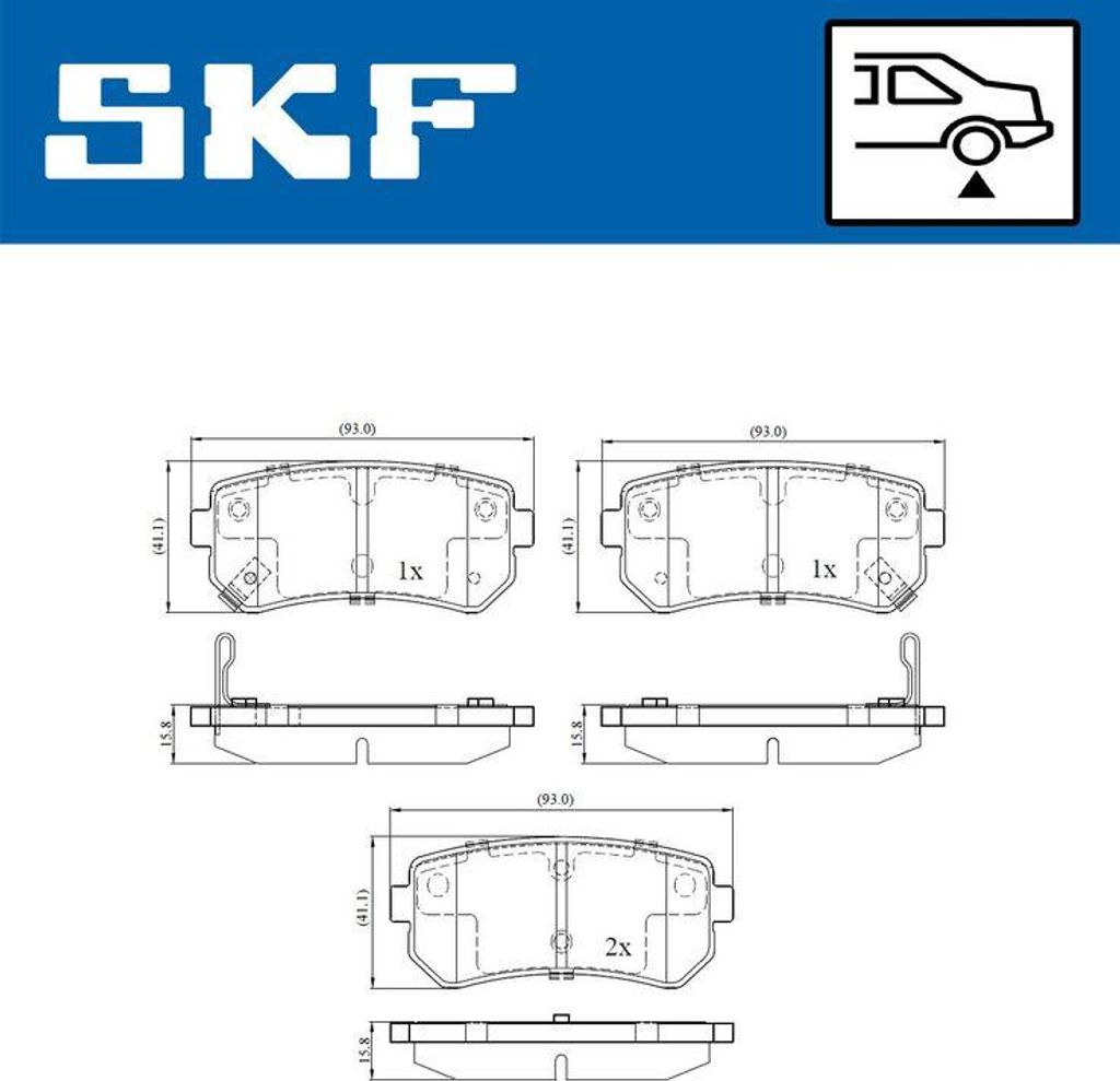 SKF VKBP90054A Bremsbelagsatz, Scheibenbremse OE 583021GA00 kompatibel mit Accent, i20, i30, iX20, iX35, Tucson, Ceed, Cerato, Proceed, Rio, Sportage