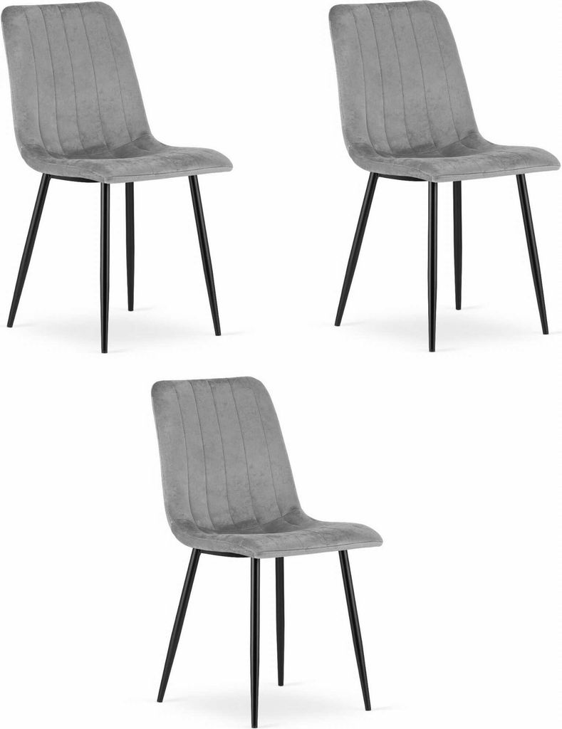 Chaise Valora LAVA en velours gris foncé, lot de 3 | Trio Image du produit 