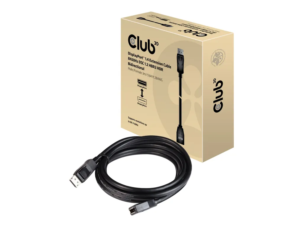 Club3D Cavo DisplayPort 1.4 estensione 3m 8K60HZ St/Bu al dettaglio