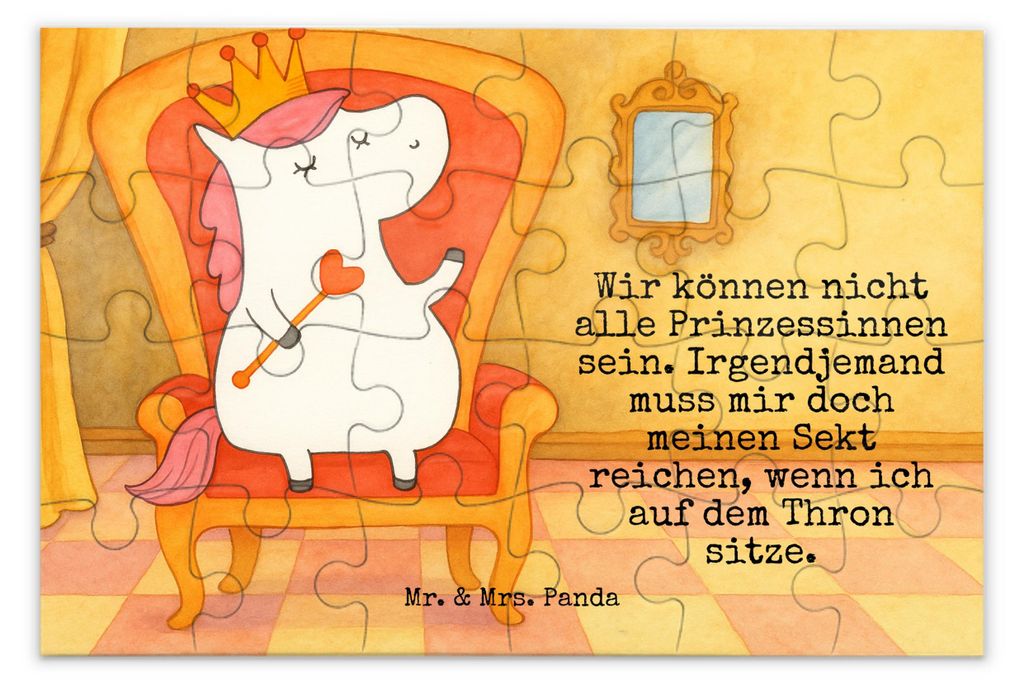 Mr. & Mrs. Panda Puzzle Einhorn Prinzessin Design 24 Teile - Weiß - Geschenk, Geburtstagsgeschenk, 1500, Geburtstag, 1000, Puzzlespiel, 500, Monat...