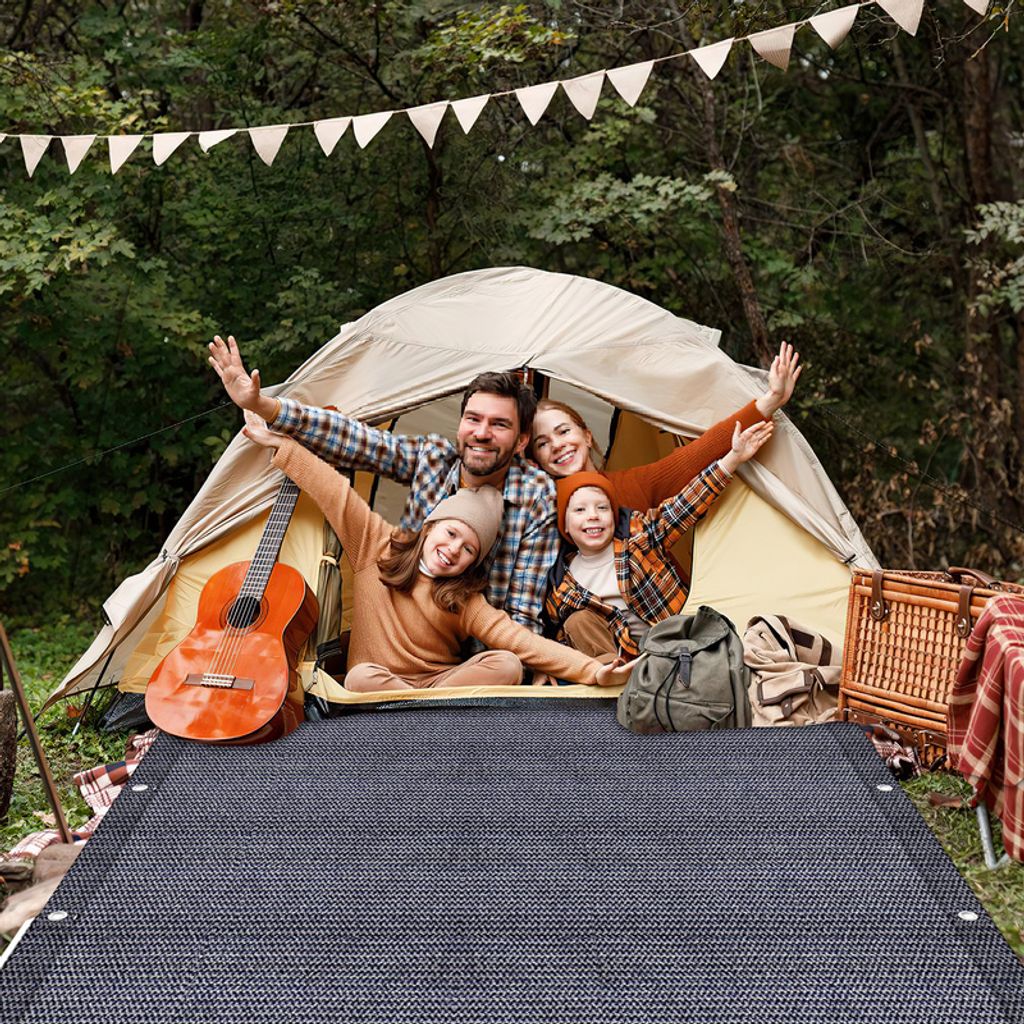 Jopassy Zeltteppich 300X400cm Vorzeltteppich Campingteppich Outdoor Teppich Vorzeltboden Zeltunterlage Zeltboden für Zelt Wohnmobil Blau-grau