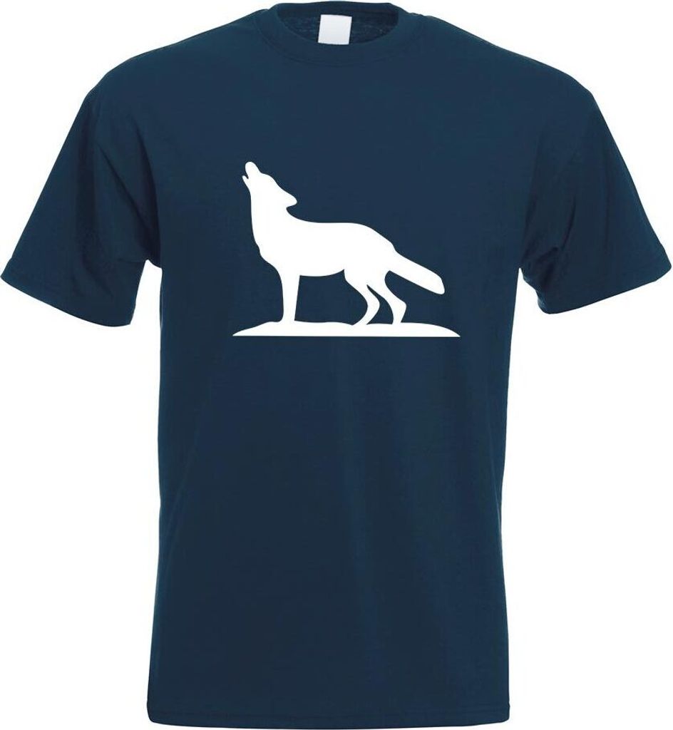 Kiwistar - T-Shirt - Navy - Wolf Motiv Bedruckt Funshirt Design Print - mit Motiv Bedruckt - Funshirt Design - Sport - Freizeit - Herren - L