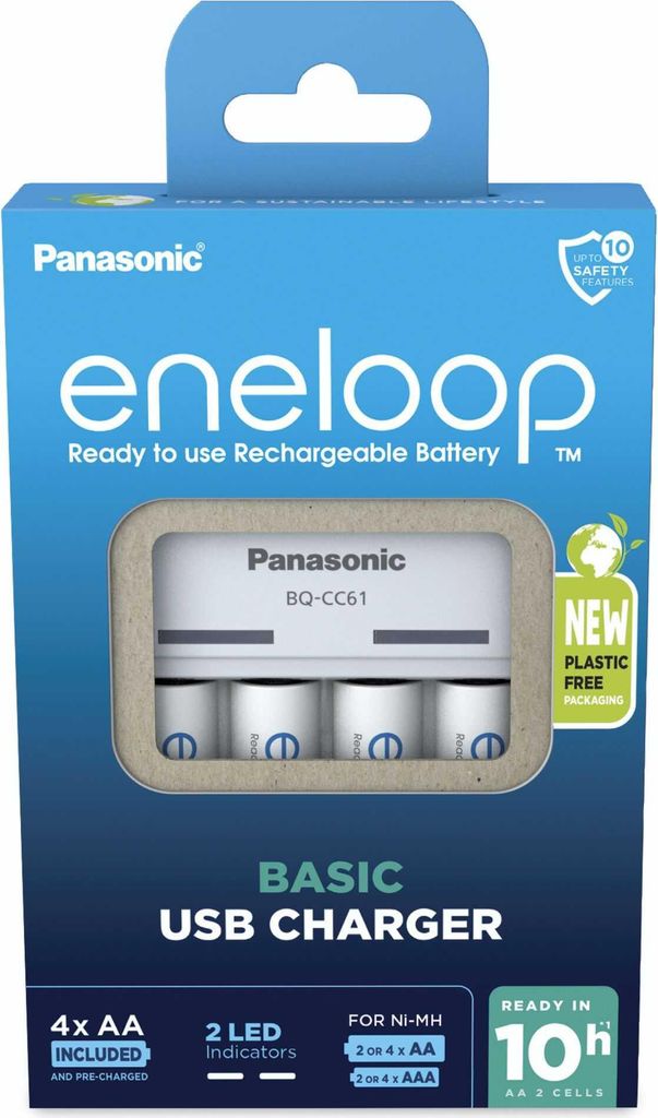 eneloop BQ-CC61 USB Charger inkl. 4x AA Akkus