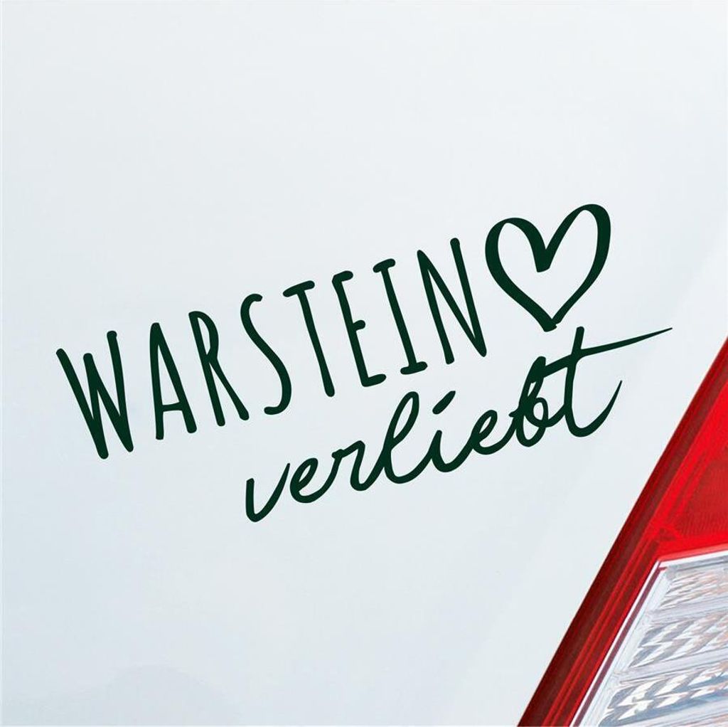 Auto Aufkleber Warstein verliebt Herz Stadt Heimat Liebe Car 19x7 cm Dunkelgrün Sticker Heckscheibenaufkleber