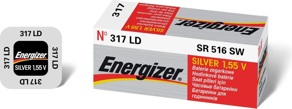 Energizer - 317 / SR62 / SR516SW - 1,55 Volt 11mAh AgO - Knopfzelle
