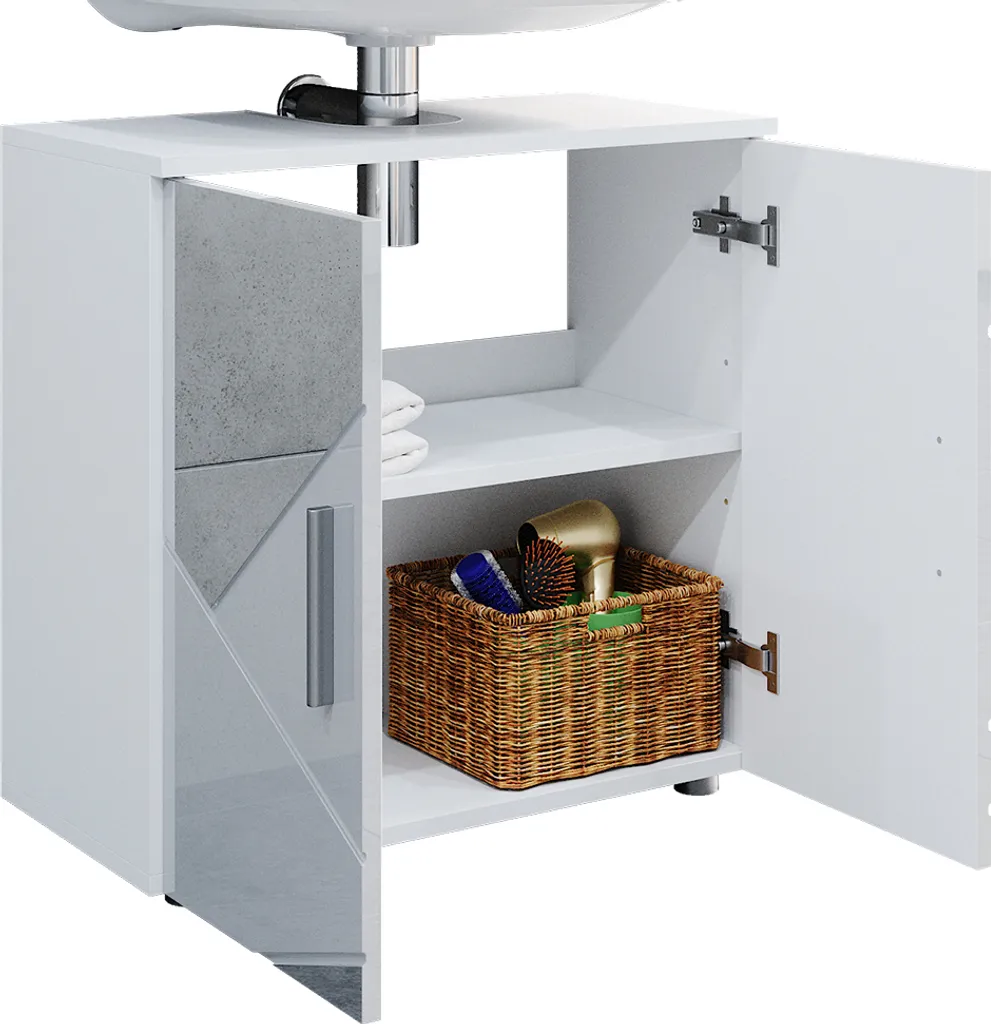 Meuble bas vasque Vicco Irma 60x59cm blanc laqué avec inserts design - 6