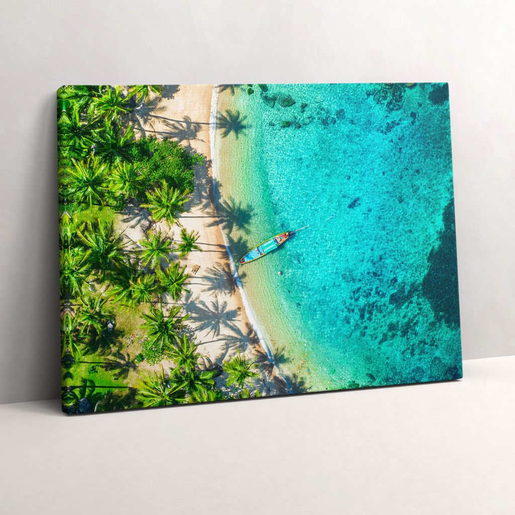 Tropischer Strand in Koh Tao – Leinwandbild Wandbild – 80x60 cm – Leinwandbilder – Wandbilder – Schlafzimmer – Flur